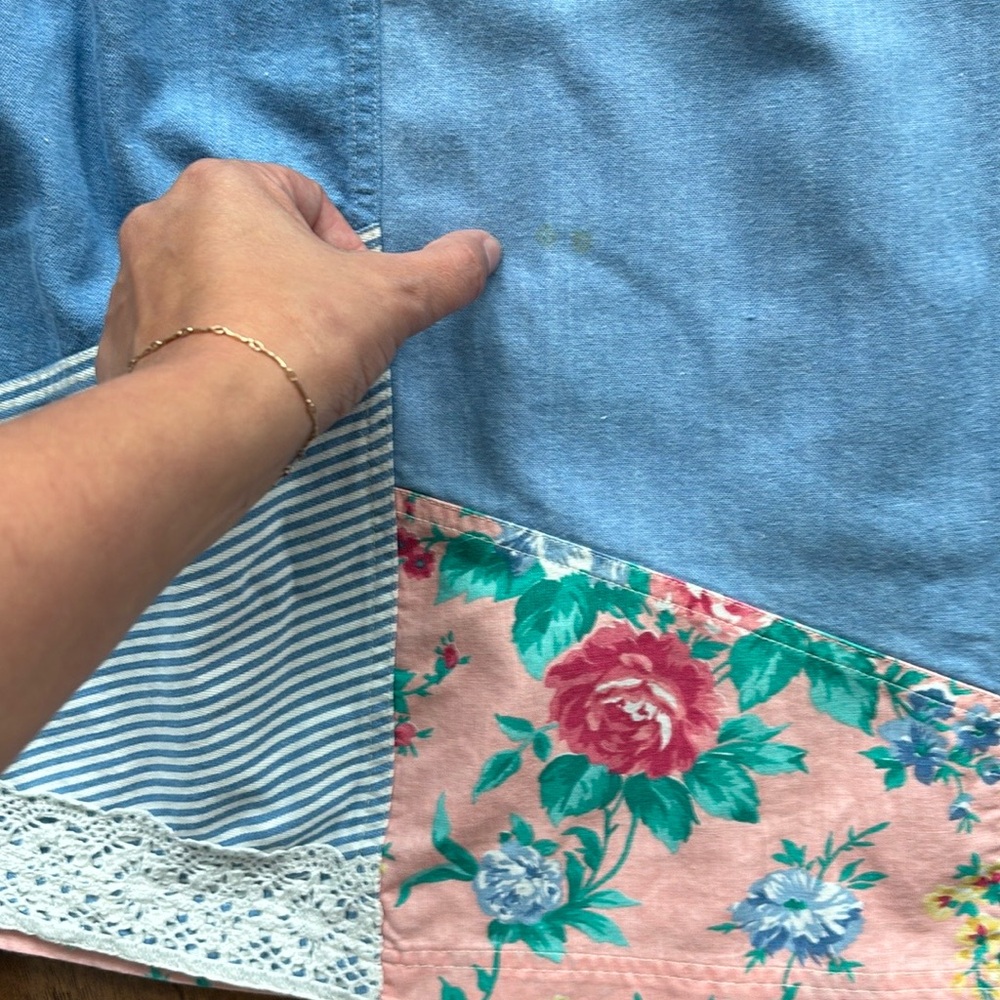 Floral Patchwork Denim Midi Skirt - image 7